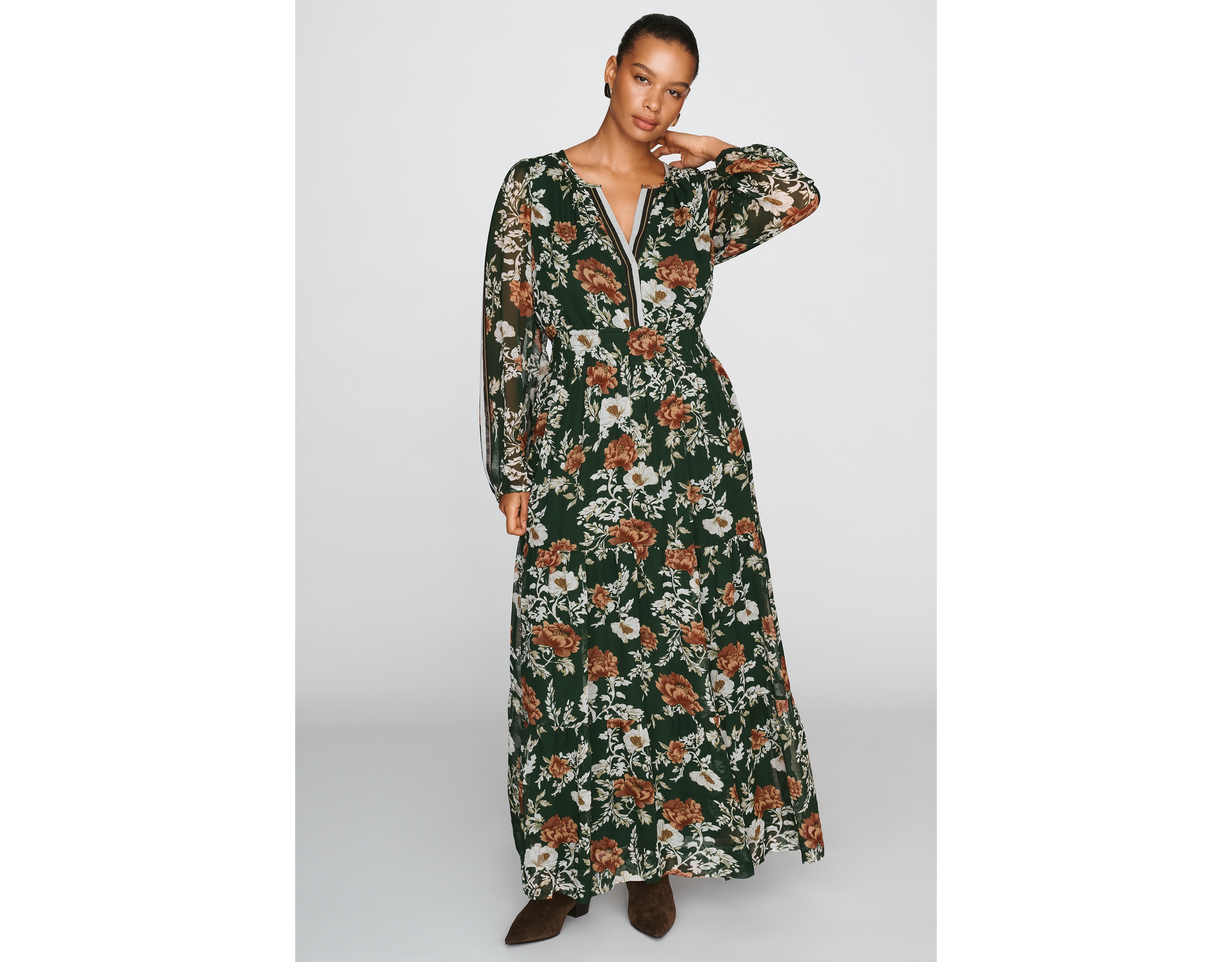 Somerset Chiffon Long Sleeve Maxi Dress
