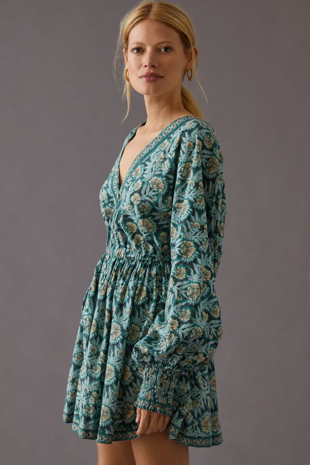 Omika Balloon-Sleeve Mini Dress | Anthropologie