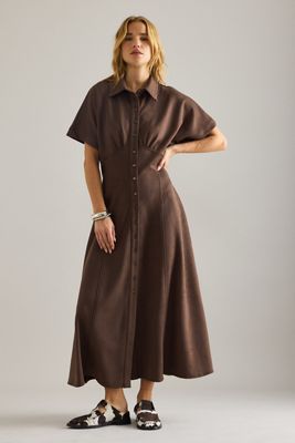 Exquise Nara Short-Sleeve Midi Shirt Dress