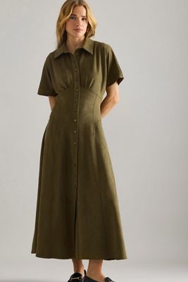 Exquise Robe chemise mi-longue Raina à manches courtes