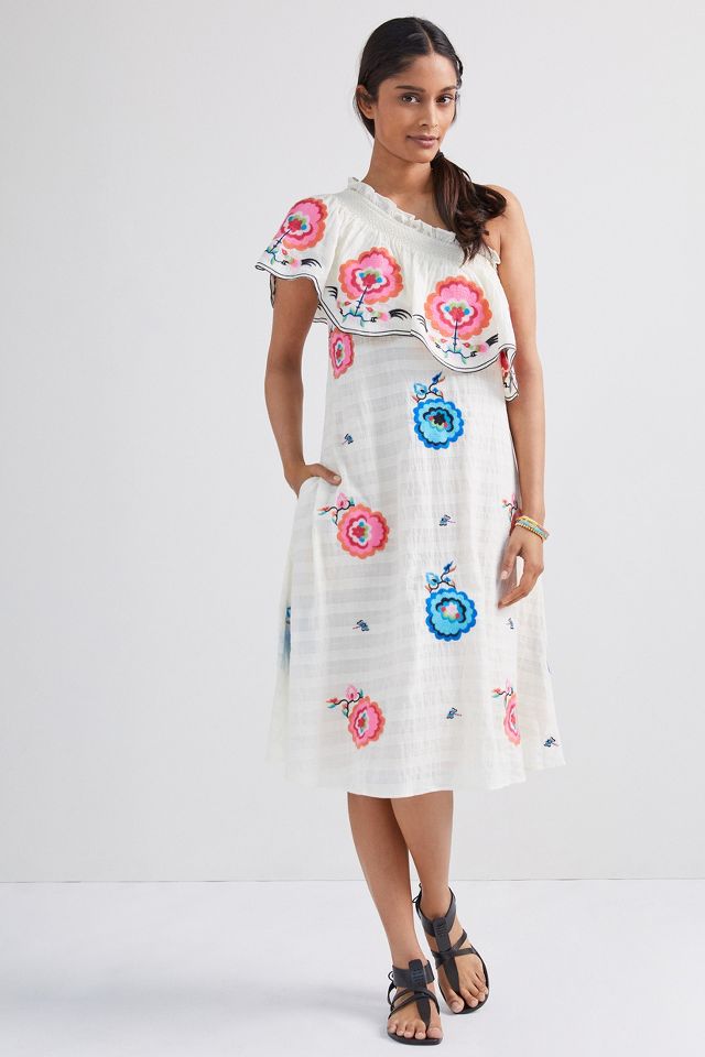 Plenty by Tracy Reese Embroidered One Shoulder Maxi Dress