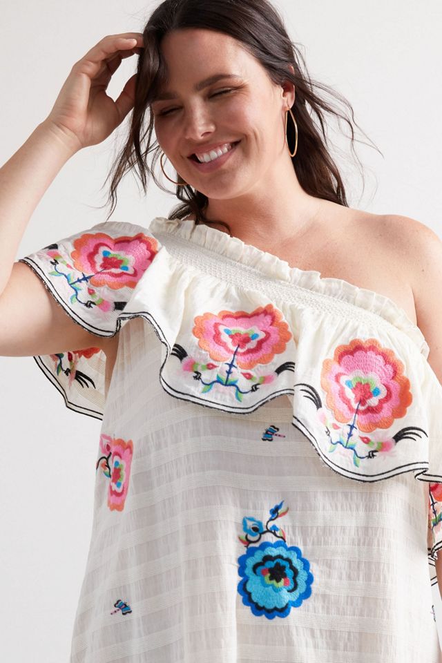 Plenty by Tracy Reese Embroidered One-Shoulder Maxi Dress #7