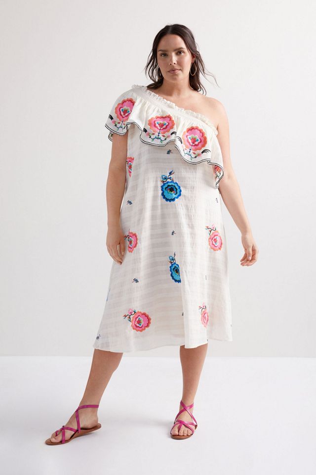 Plenty by Tracy Reese Embroidered One-Shoulder Maxi Dress #8