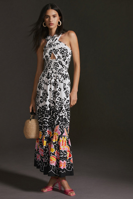 plenty by tracy reese printed halter maxi dress bodyshape: hourglass