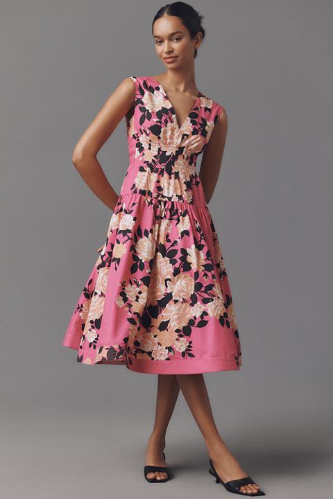 Hope for Flowers by Tracy Reese Sleeveless Plunge-Neck Midi Dress