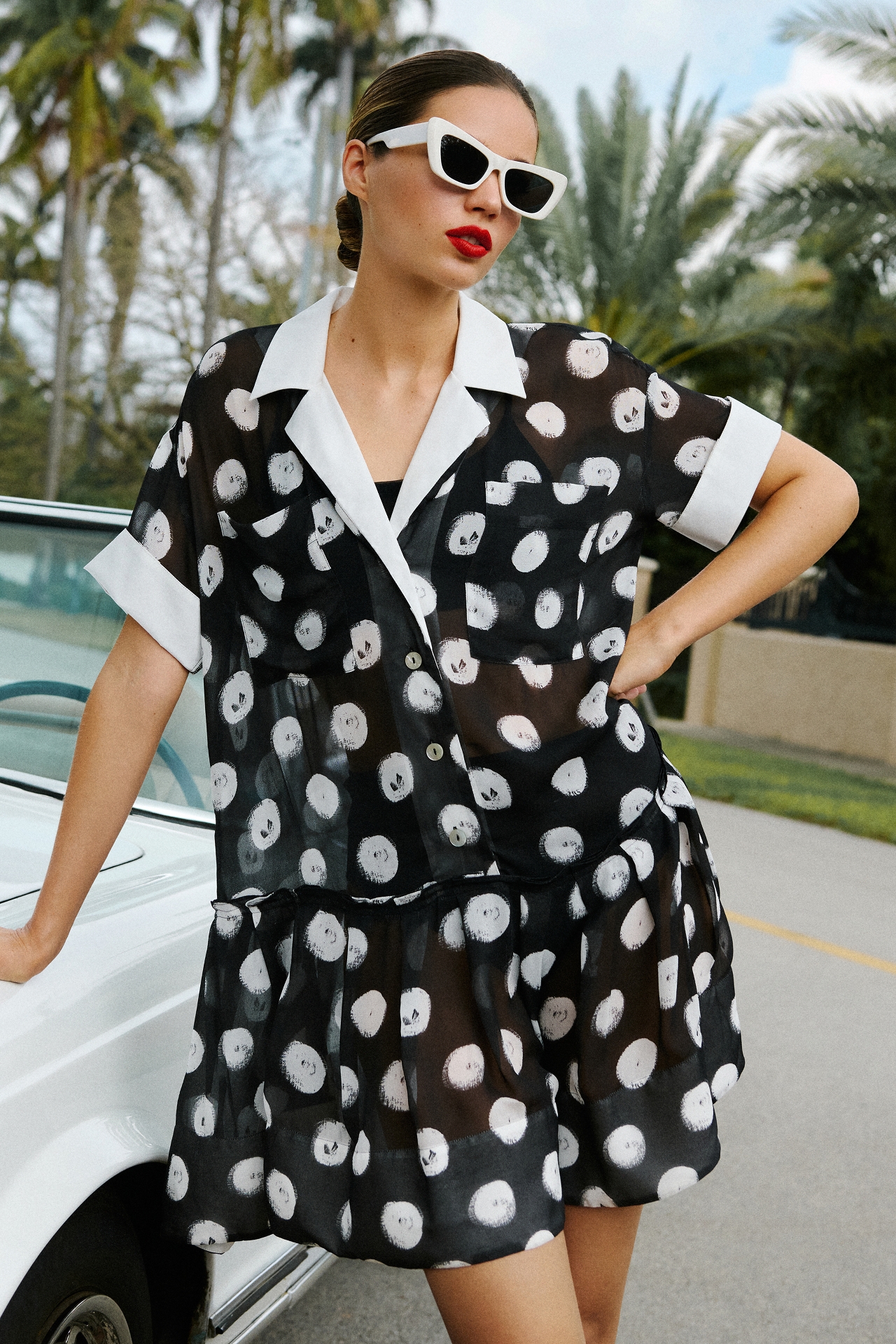 Plenty by Tracy Reese Short-Sleeve Mini Polka Dot Dress