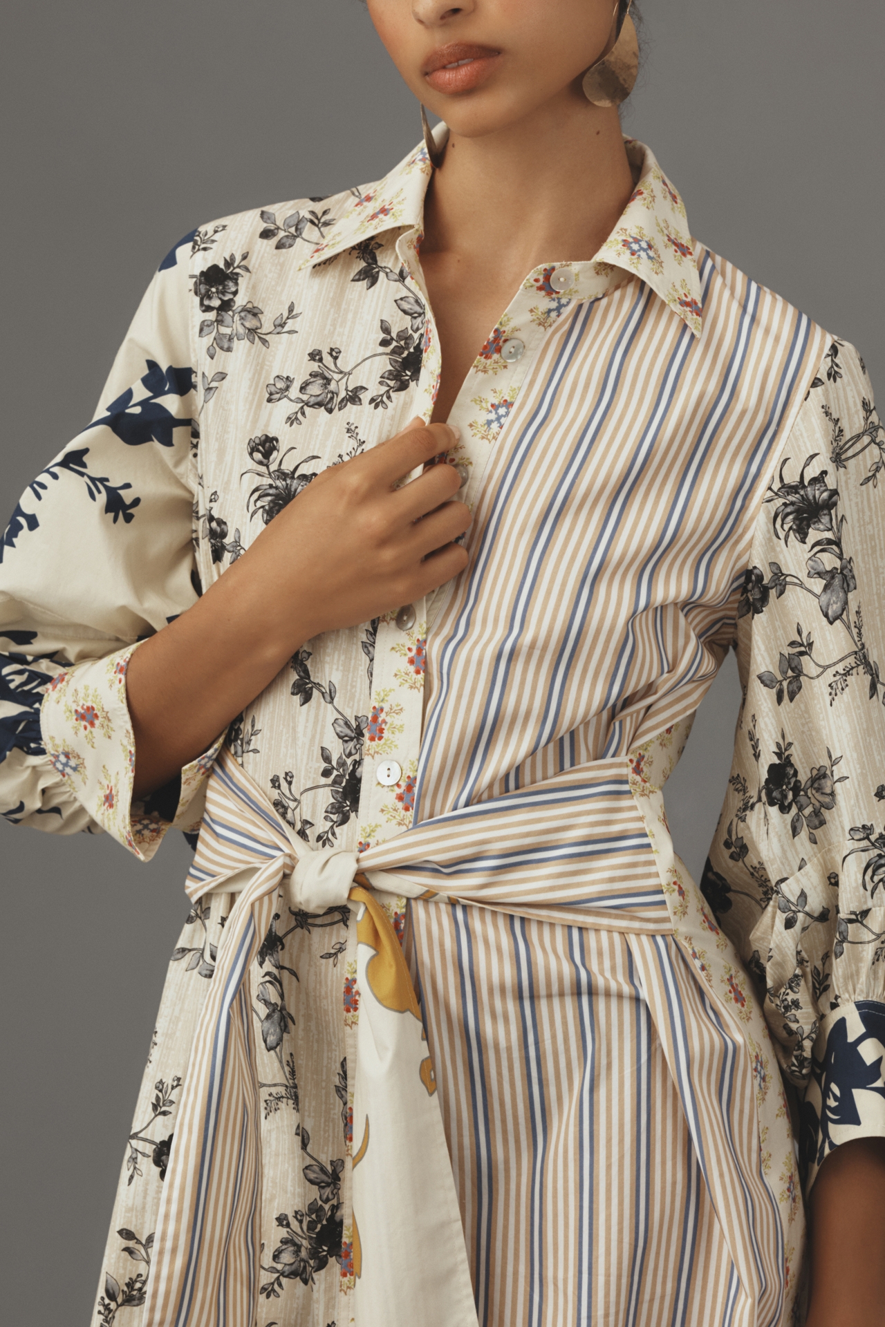Plenty by Tracy Reese Long-Sleeve Tie-Front Mini Shirt Dress