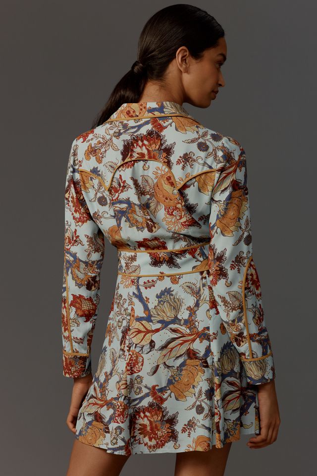 plenty by tracy reese printed mini shirt dress NWT Plenty by Tracy Reese Shirt Dress Lace Back Blue Pink Tenchifa Floral S  $180