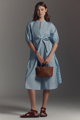 Shop Hope For Flowers By Tracy Reese Mixed-print Shirt Dress In Blue