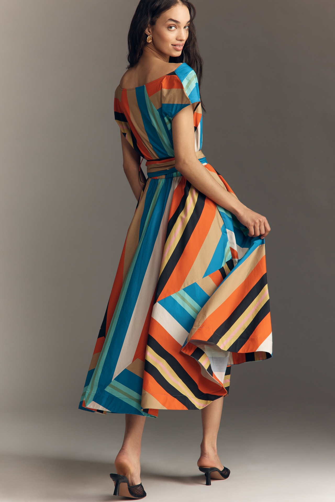 Hope for Flowers by Tracy Reese Poplin Bow-Waist A-Line Midi Dress