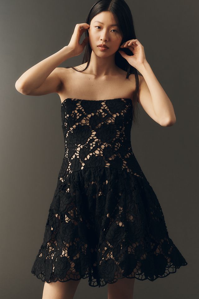 100% Cotton Poplin A-Line Mini Dress by Hope for Flowers by Tracy Reese in Black, Size: Large at Anthropologie