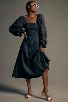 Joslin Mahla Linen Midi Dress | Anthropologie