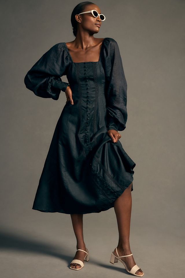 Joslin Mahla Linen Midi Dress | Anthropologie