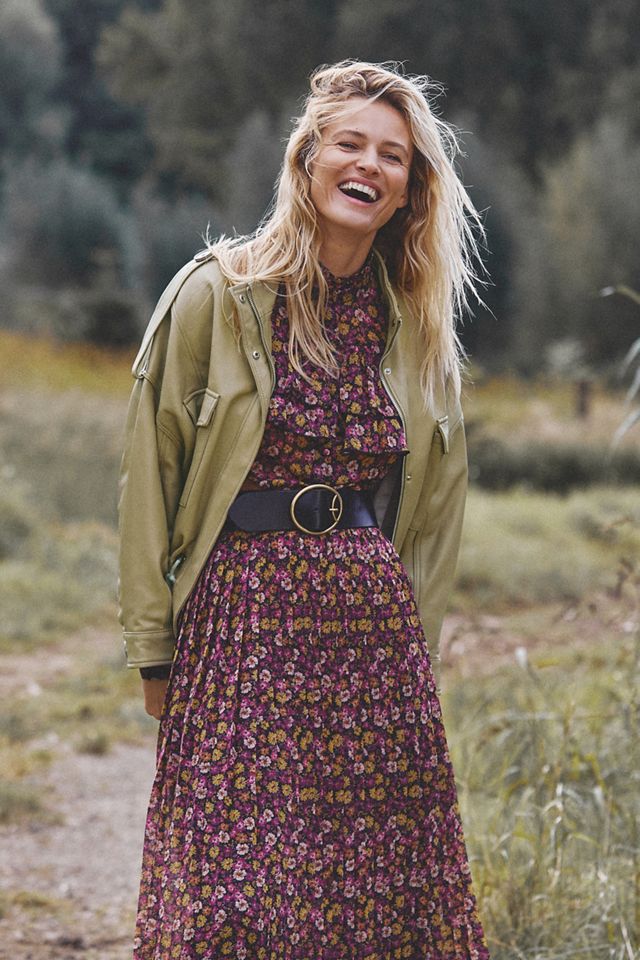 Ruffled Cut-Out Floral Maxi Dress #1