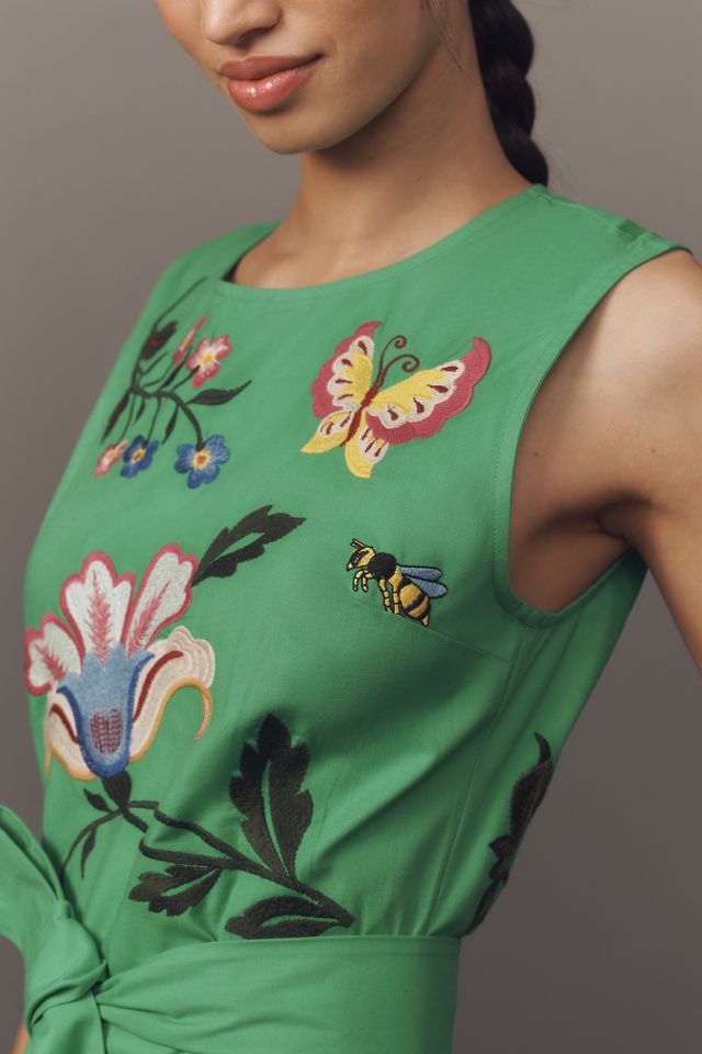 Fanm Mon Gloriosa Hand-Embroidered Sleeveless Midi Dress | Anthropologie