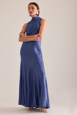 angelina maxi dress blue floral NicoBlu Angelina Maxi Crinkle Chiffon Crossover Dress in English Garden 4