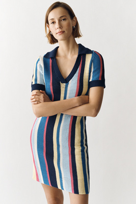 Maeve Collared Knit Mini Dress | Anthropologie