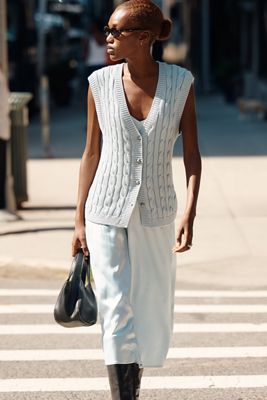 By Anthropologie Gemini Twofer Cable-Knit Midi Dress