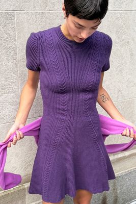 By Anthropologie Cable Knit Sweater Mini Dress
