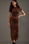 burgundy metallic dress Ladivine CH386 - Long Semi-Stretch Metallic Sheath Dress