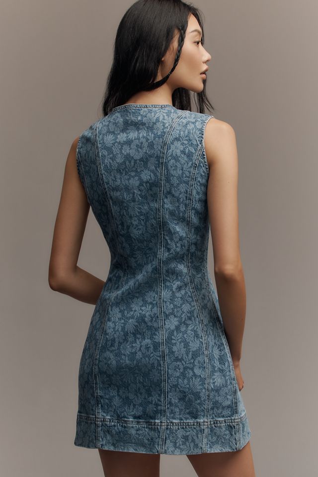 Good American Sleeveless Button-Front Power Stretch Denim Mini Dress #2