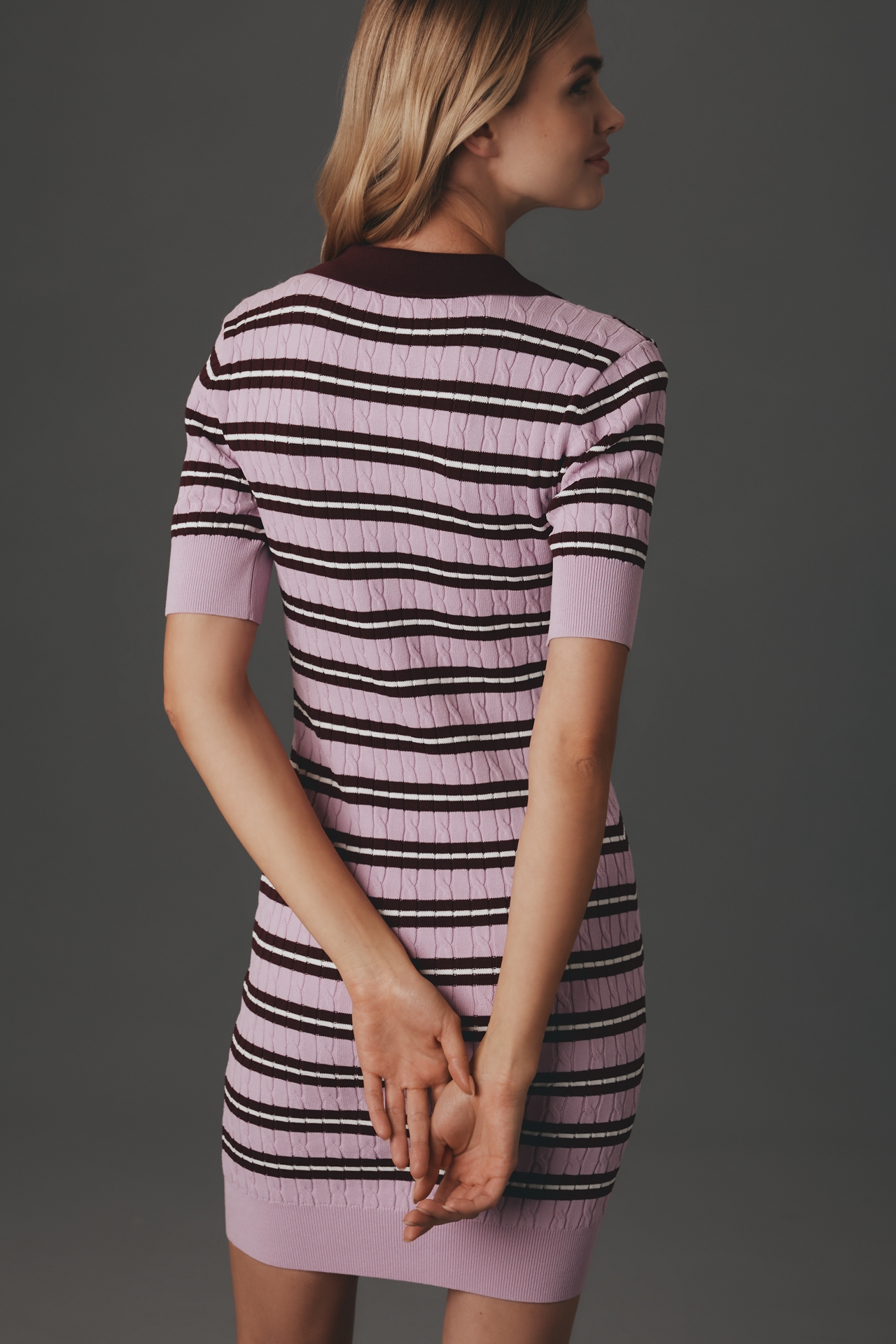 Good American Short-Sleeve Polo Sweater Mini Dress