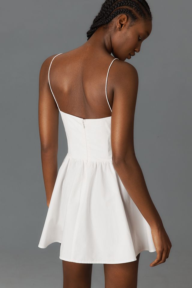 Good American Sleeveless V-Neck Poplin Babydoll Mini Dress