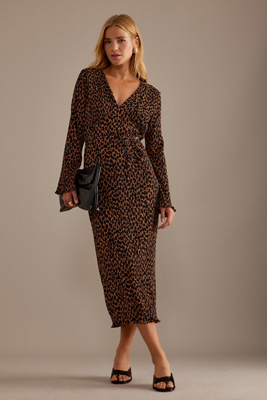 Shop Never Fully Dressed Leopard Celeste Midi Dress In Multicolor