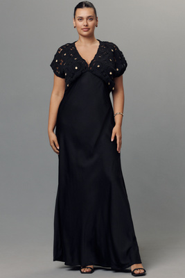 Never Fully Dressed Elodie Plus Crochet Maxi Dress In Black