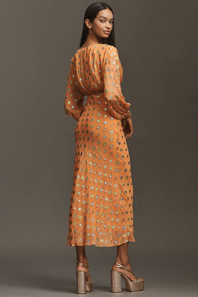 Never Fully Dressed Long-Sleeve Foil Maxi Dress #1