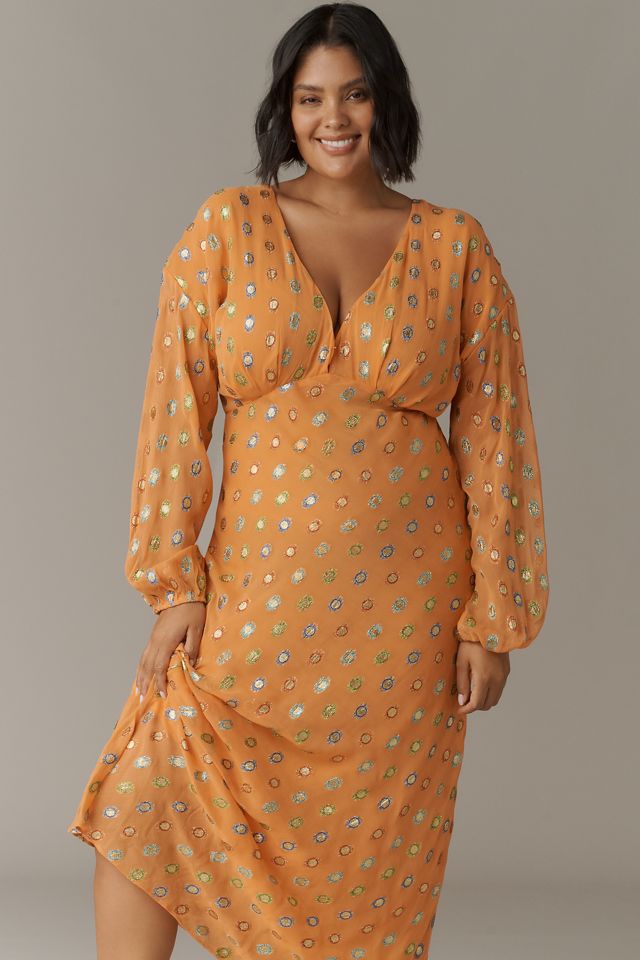Never Fully Dressed Long-Sleeve Foil Maxi Dress #4