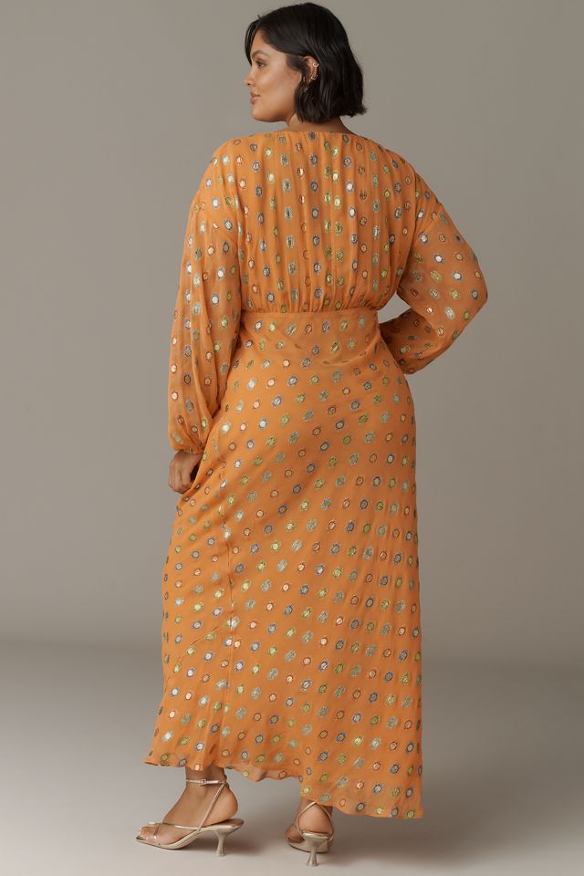 Never Fully Dressed Long-Sleeve Foil Maxi Dress #5