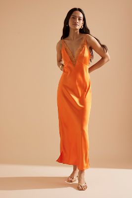 Cateana Midi Slip Dress en Orange taille: Uk 10 chez Anthropologie - Never Fully Dressed - Modalova