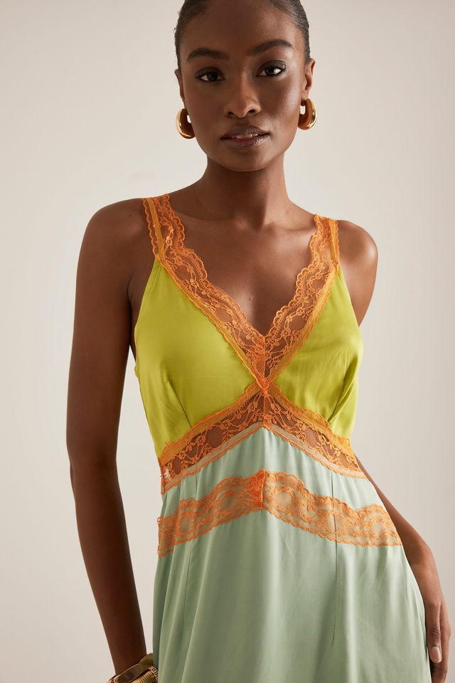 Never Fully Dressed Gianna Lace-Trim Satin Slip Dress #2