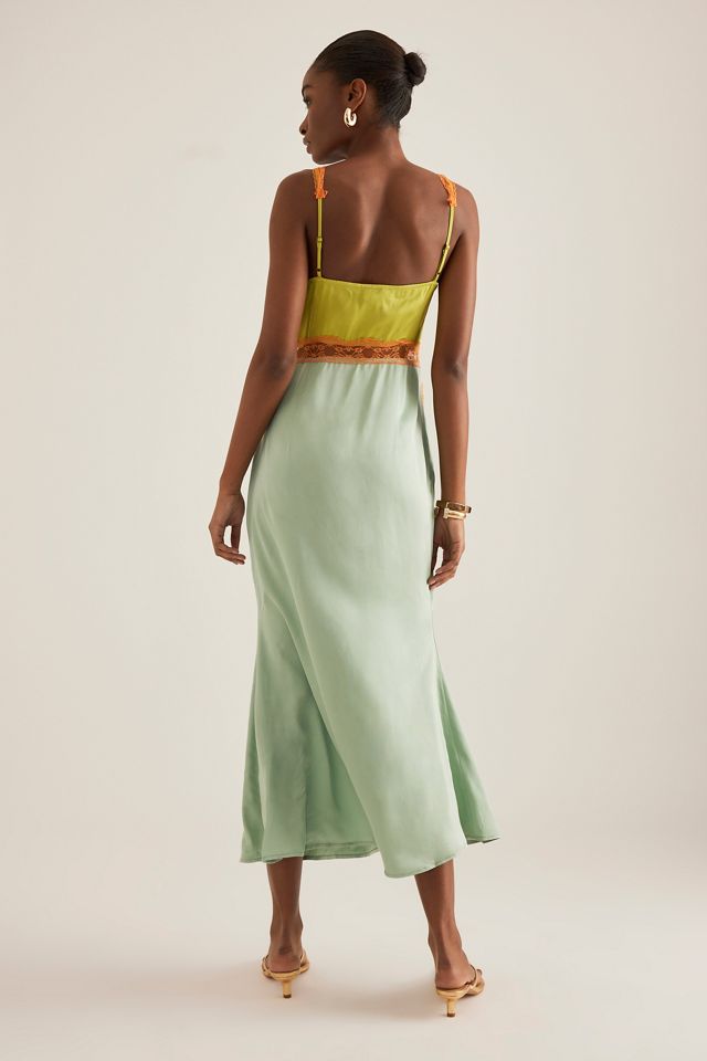 Never Fully Dressed Gianna Lace-Trim Satin Slip Dress #1