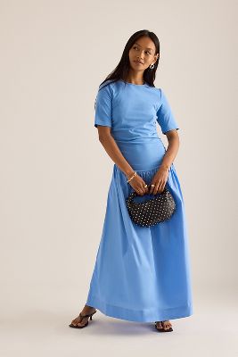 Robe Longue Grace à Taille Basse en Blue taille: Uk 6 chez Anthropologie - Never Fully Dressed - Modalova
