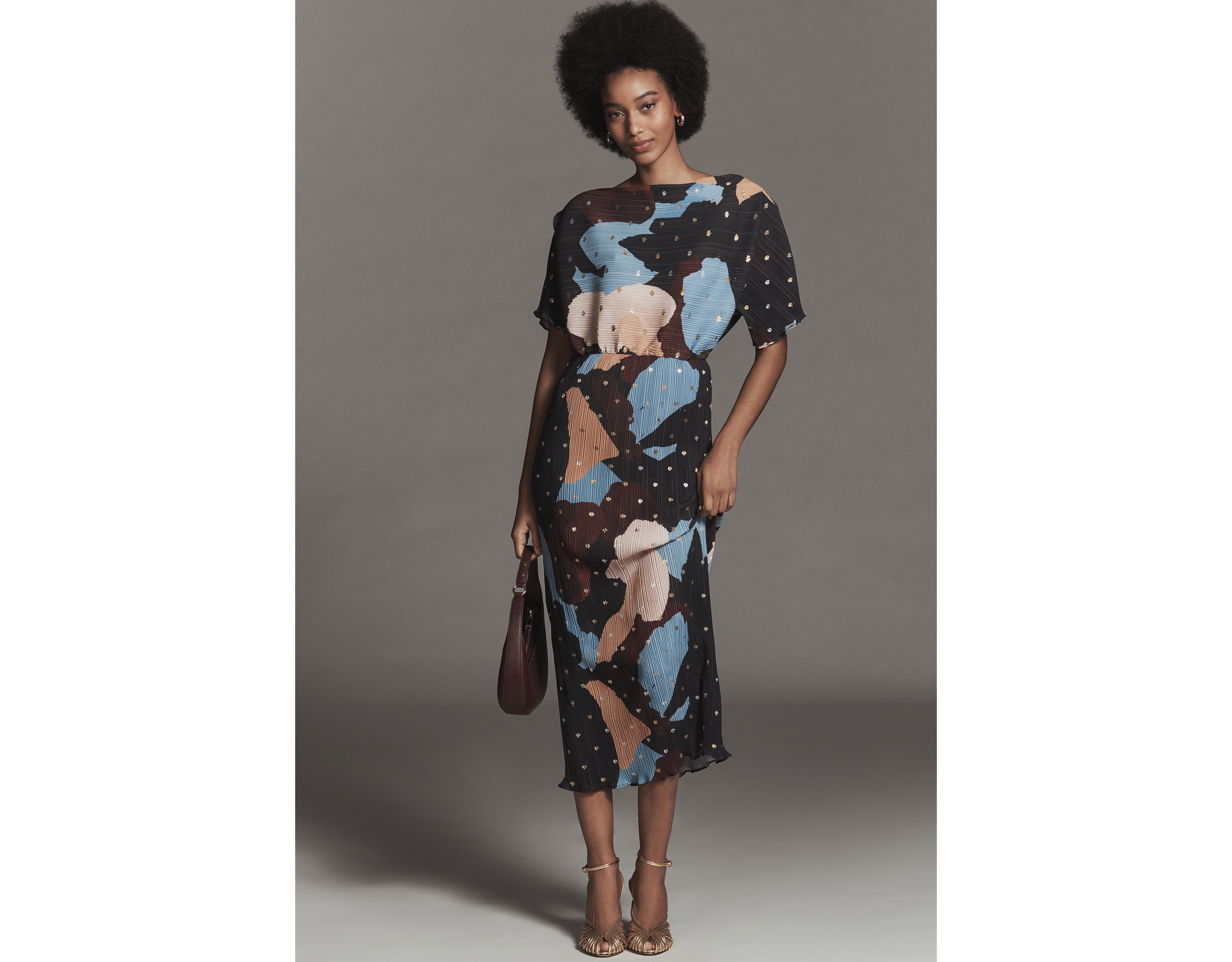 Never Fully Dressed Short=Sleeve Boat-Neck Midi Dress