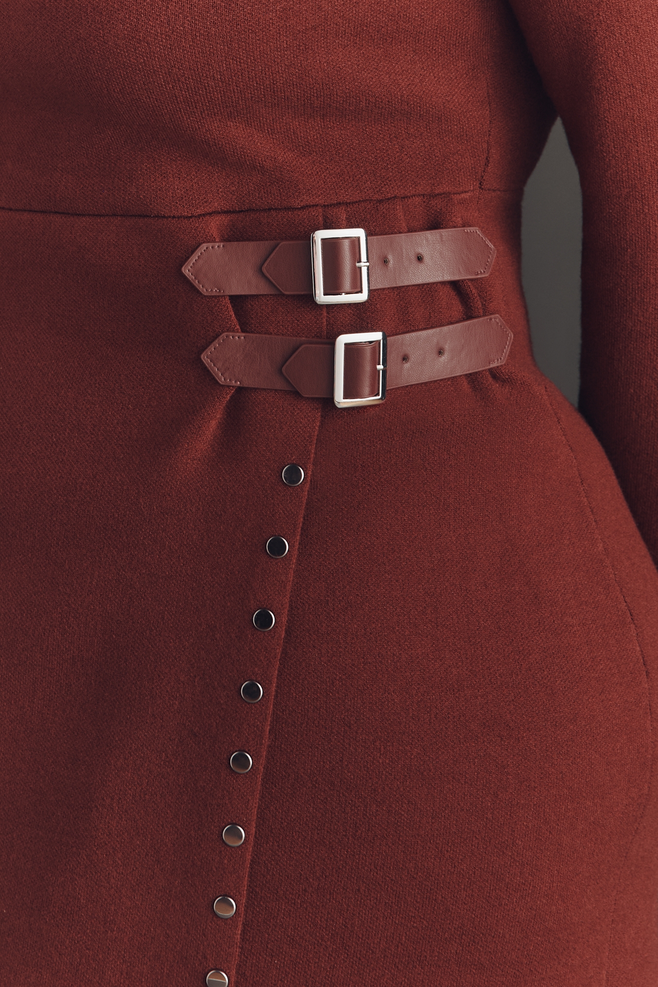 Never Fully Dressed Long-Sleeve Studded Mini Dress