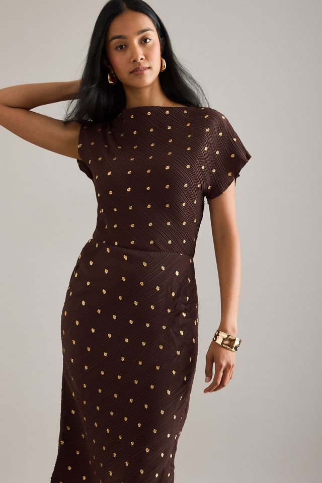 Never Fully Dressed Vestido Midi Jacquard Dorado Desiree #2