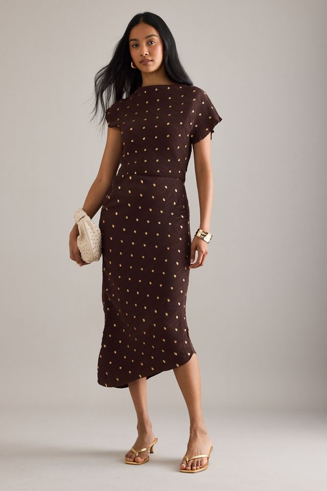 Never Fully Dressed Vestido Midi Jacquard Dorado Desiree #3