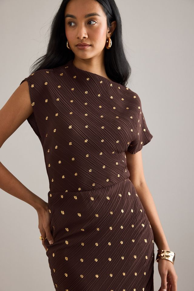 Never Fully Dressed Vestido Midi Jacquard Dorado Desiree #4