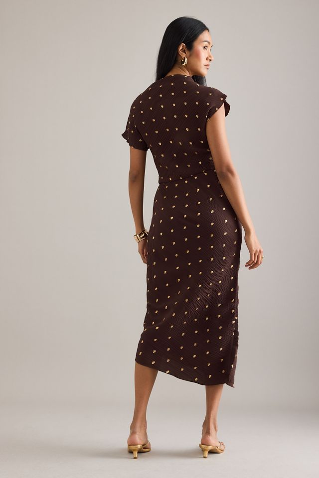 Never Fully Dressed Vestido Midi Jacquard Dorado Desiree #1
