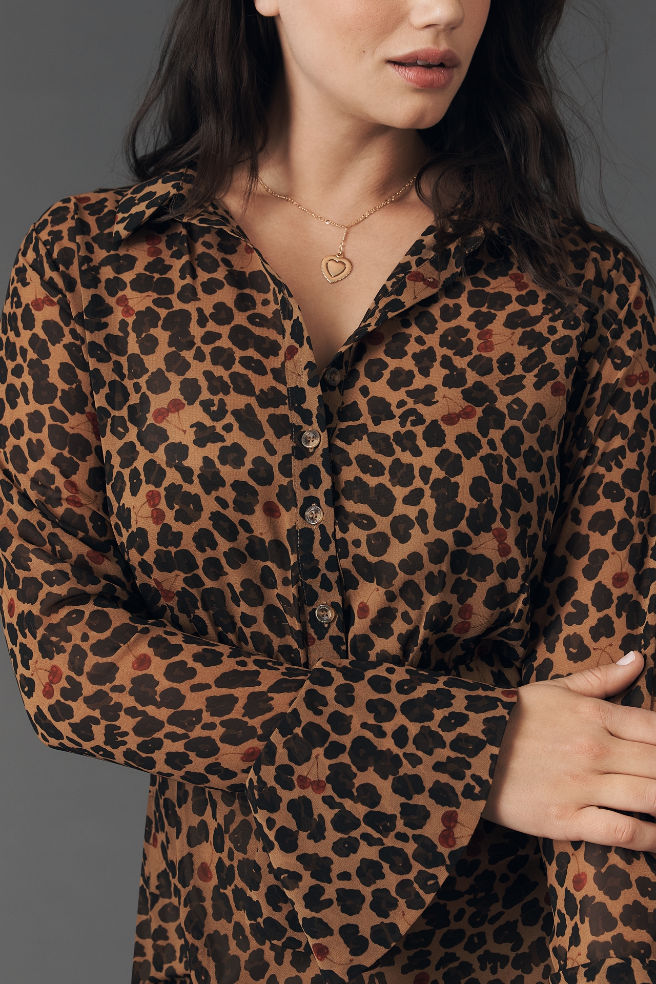 Never Fully Dressed Cherry Long-Sleeve V-Neck Maxi Dress