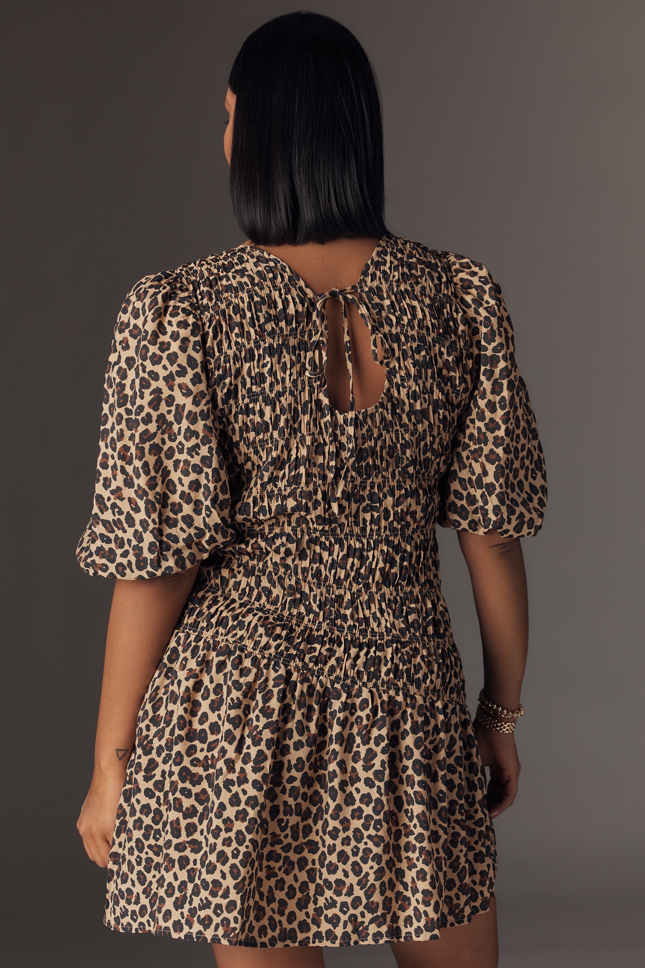 Never Fully Dressed Animal Print Shirred Mini Dress