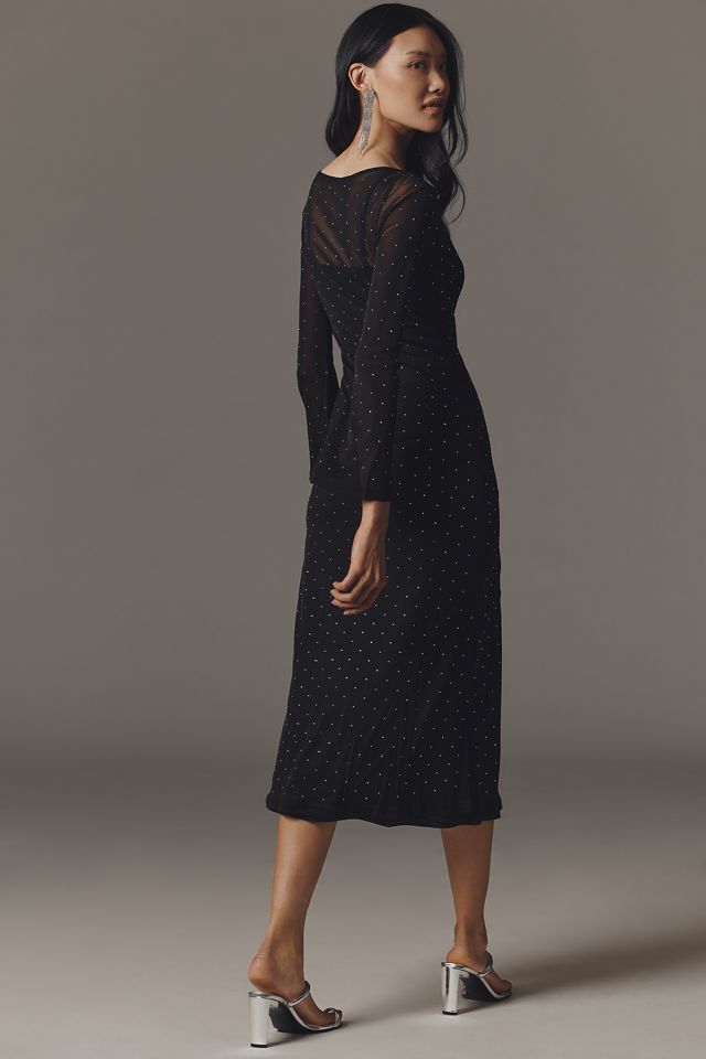 Never Fully Dressed Long-Sleeve Mesh Midi Dress | Anthropologie