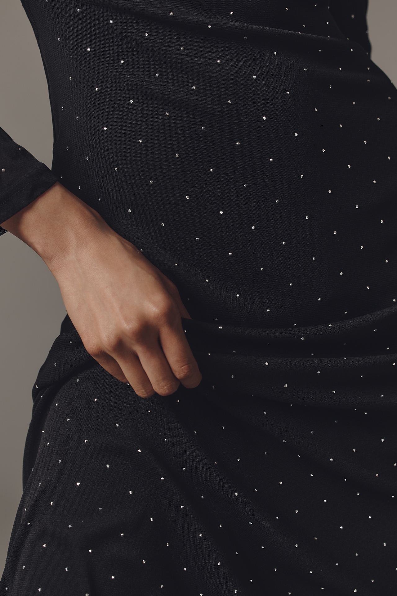 Never Fully Dressed Long-Sleeve Mesh Midi Dress