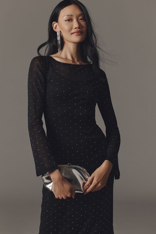 Never Fully Dressed Long-Sleeve Mesh Midi Dress | Anthropologie
