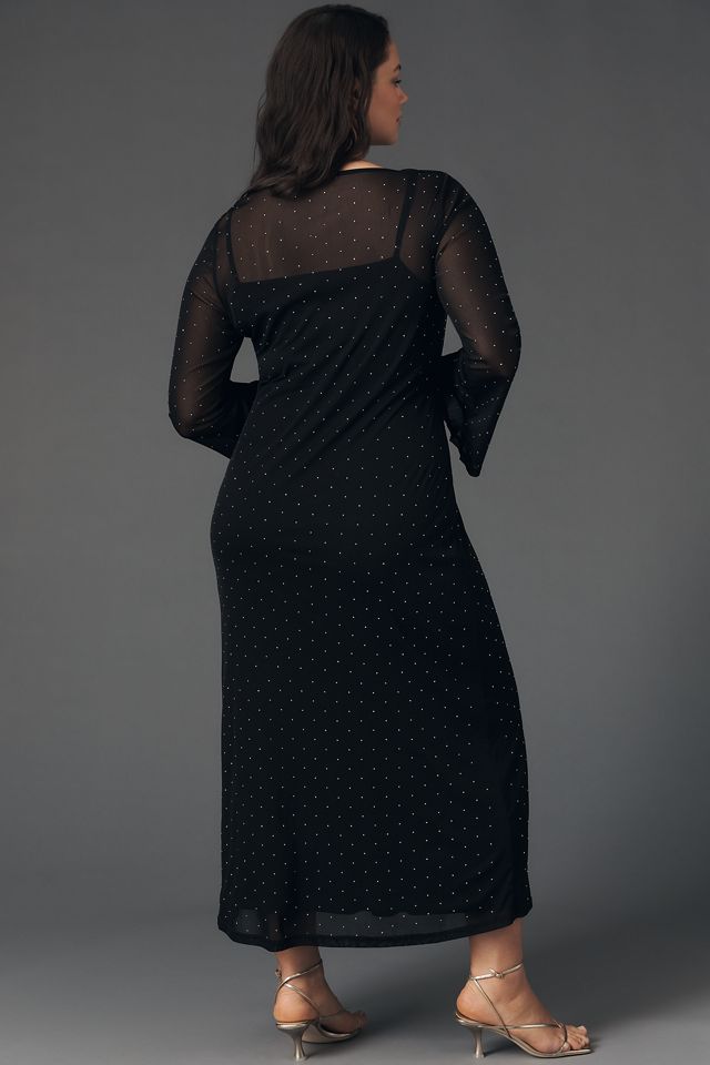 Never Fully Dressed Long-Sleeve Mesh Midi Dress | Anthropologie