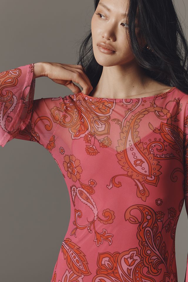 Never Fully Dressed Mesh Long-Sleeve Midi Dress #1