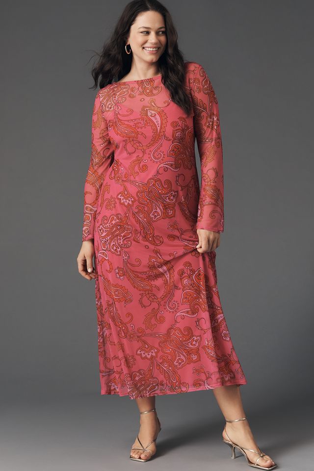 Never Fully Dressed Mesh Long-Sleeve Midi Dress | Anthropologie